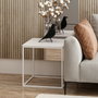 Hanah Home Mesa Auxiliar Basak White, Tablero Partículas Melamina 18mm, Estructura Metálica, Blanco, 52x50x50 cm